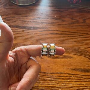 sterling silver half hoop post earrings (backs not included). 7 grams. Feminine